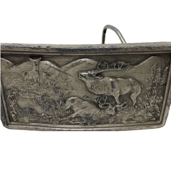 Bergamot Brass Works 1977 Vintage ELK MOOSE Belt Buckle USA Made Hunter - Picture 3 of 12